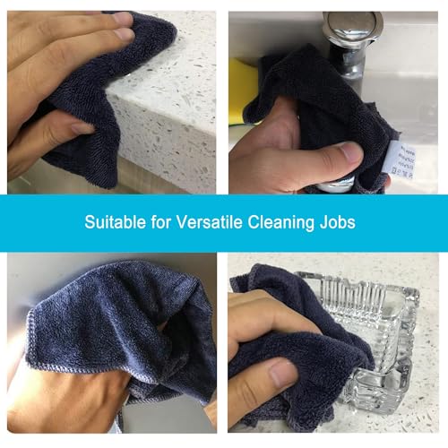 400 GSM Premium Microfiber Cleaning Cloths, Ultra Absorbent Lint Free Towels & Cleaning Rags for Car Detailing, Kitchen, Glass & Household Cleaning, Reusable Machine Washable 12" x 12" - color: Grey