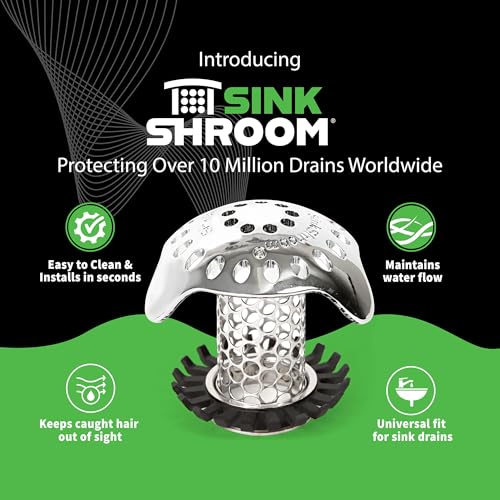 SinkShroom Ultra Revolutionary Bathroom Sink Drain Protector, Stainless Steel - style: Single