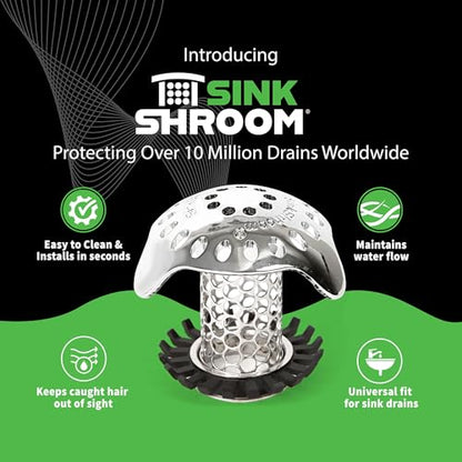 SinkShroom Ultra Revolutionary Bathroom Sink Drain Protector, Stainless Steel with Stopper - style: Combo with Stopper