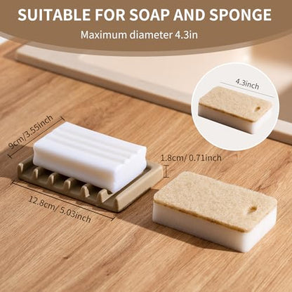 Tanew Self Draining Premium Ceramic Soap Dish, Bar Soap Holder, Waterfall Soap Dish, Shower Soap Holder Sponge Holder Soap Tray Soap Savers for Bathroom, Shower, Kitchen, Sink and Countertop Beige - color: Beige