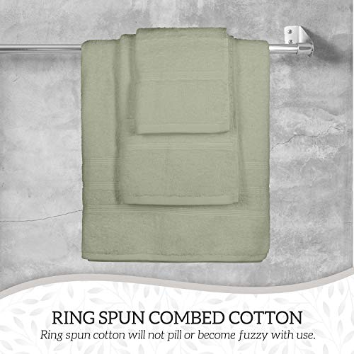 Luxury 8 Piece Cotton Towel Set - Soft Absorbent Bath Towels, Hand Towels & Washcloths for Bathroom - Plush Hotel Quality 100% Cotton, Extra Large Bath Towels (Green)