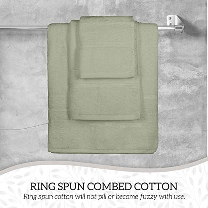 Luxury 8 Piece Cotton Towel Set - Soft Absorbent Bath Towels, Hand Towels & Washcloths for Bathroom - Plush Hotel Quality 100% Cotton, Extra Large Bath Towels (Green)
