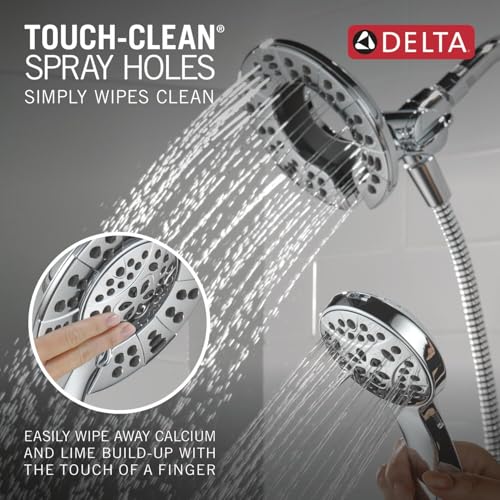 Delta Albion 14 Series Chrome Shower Faucet Set with In2ition 2-in-1 Dual Shower Head with HandHeld Spray Combo, Valve Trim Kit, Chrome T142855-I (Valve Not Included) - color: Chrome