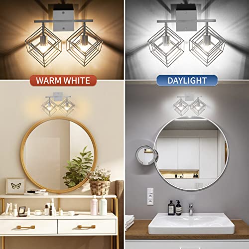 Bathroom Vanity Light with 2 Bulbs Bathroom Light Fixtures Over Mirror with 2 Rotatable Cube Shades Modern Wall Mounted Silver Brushed Nickle - color: Brushed Nickel, size: 2-Lights ( 16" Width )