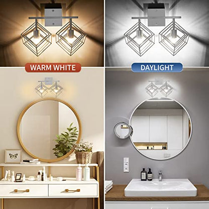 Bathroom Vanity Light with 2 Bulbs Bathroom Light Fixtures Over Mirror with 2 Rotatable Cube Shades Modern Wall Mounted Silver Brushed Nickle - color: Brushed Nickel, size: 2-Lights ( 16" Width )