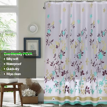 Plastic Shower Liner - Premium PEVA 4G Shower Curtain Liner with Rustproof Grommets and 3 Weighted Magnets, Waterproof Shower Curtains for Bathroom (Coffee Tree) - color: Coffee Tree, size: 71"W x 71"L (Pack of 1)