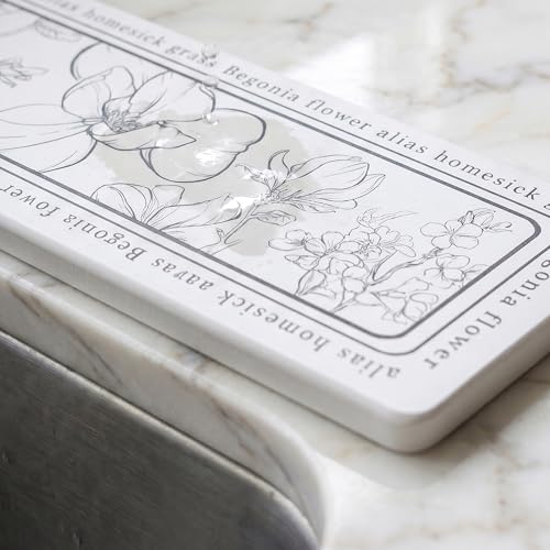 Faucet Mat for Kitchen Sink Splash Guard, Kitchen Sink Mat, Floral Stone Drying Mat for Kitchen Counter 23.6*3.9 inch Flower