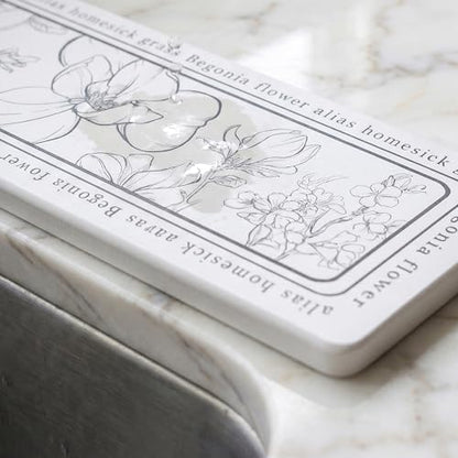 Faucet Mat for Kitchen Sink Splash Guard, Kitchen Sink Mat, Floral Stone Drying Mat for Kitchen Counter 23.6*3.9 inch Flower