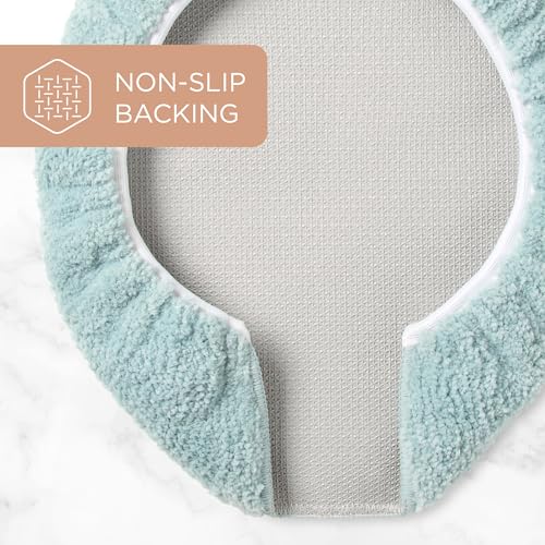 TOWN & COUNTRY EVERYDAY Ultra Plush Solid Tufted Toilet Lid Cover, Soft and Absorbent, Non-Slip Cover, Machine Washable, Aqua Blue, 18"x19" - color: Aqua Blue