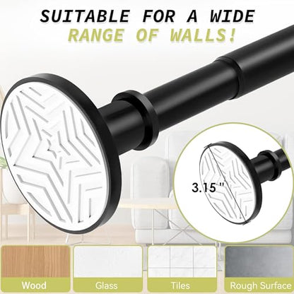 Shower Curtain Rod 31-88 In Spring Adjustable Pole Heavy Duty Matte Black Tension Rods Drilling and No Drilling Shower Rod for Bathroom Window Anti-Slip Never Rust - color: Matte Black, size: 31-88"