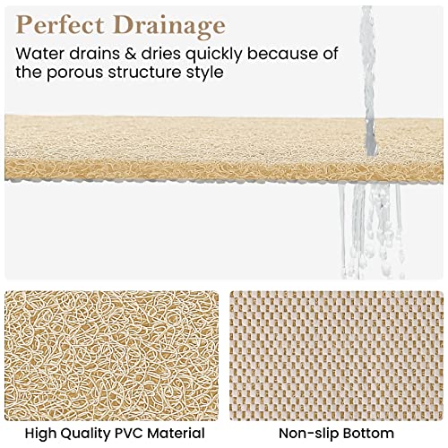 Shower Mat Bathtub Mat Non-Slip,24x24 inch, Soft Tub Mat with Drain,PVC Loofah Bath Mat (Phthalate Free) for Tub and Bathroom,Quick Drying,Khaki - color: Khaki, size: 24" x 24" (Rectangular)