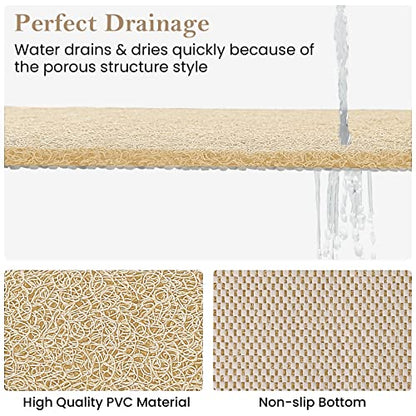 Shower Mat Bathtub Mat Non-Slip,24x24 inch, Soft Tub Mat with Drain,PVC Loofah Bath Mat (Phthalate Free) for Tub and Bathroom,Quick Drying,Khaki - color: Khaki, size: 24" x 24" (Rectangular)