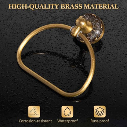 2 Pieces Set Antique Brass Toilet Paper Holder Retro Brass Hand Towel Ring Tissue Roll Paper Hanger Bathroom Hardware Wall Mounted Vintage Bathroom Accessories(Style 2) - style: Style 2