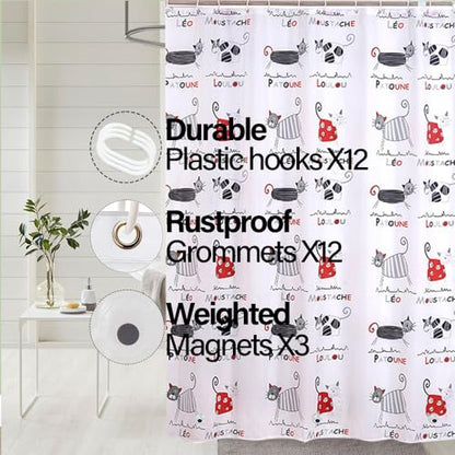 Plastic Shower Liner - Premium PEVA 4G Shower Curtain Liner with Rustproof Grommets and 3 Weighted Magnets, Waterproof Shower Curtains for Bathroom (Cat) - color: Cat, size: 71"W x 71"L (Pack of 1)