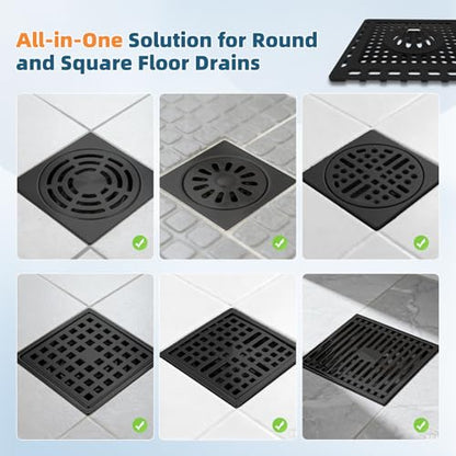 Hibbent Upgraded Shower Drain Hair Catcher, Shower Cover for Bathroom Floor 4" Drain, Anti-Clogging Strainer, Stainless Steel Kitchen Sink Strainer with Handle, Matte Black - color: 4' Matte Black