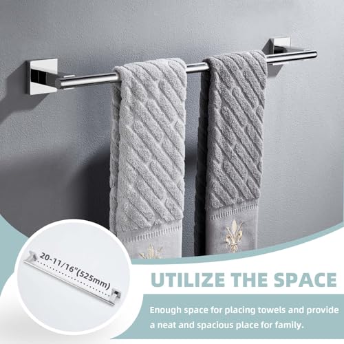 Suyar Bathroom Accessories Set Polished Chrome, Bathroom Hardware Set | Include Robe Hook, Toilet Paper Holder, Hand Towel Holder, Towel Bar, SUS304 Stainless Steel, Wall Mounted - color: Polished Chrome