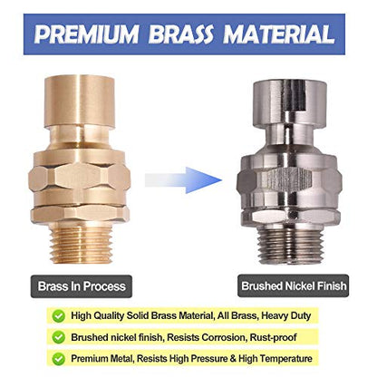 Shower Head Swivel Ball Adapter Brass Adjustable Shower Connector Shower Arm Extension Bathroom Universal Showering Component (Brushed Nickel) - color: Brushed Nickel