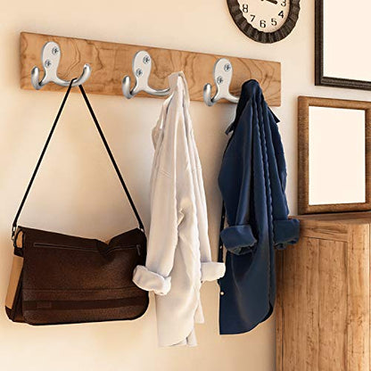 IBosins 8 Pack Silvery Double Prong Coat Hooks Wall Mounted with 16 Screws | Heavy Duty Retro Double Hooks Utility Hooks for Coat, Scarf, Bag, Towel, Key, Cap, Cup, Hat - color: 8 Pcs Silvery