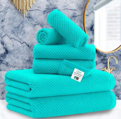 VOOVA & MOVAS 6PC Towel Set, 100% Cotton, Turquoise | 2 Large Bath 30x56 In, 2 Thick Hand 18x28 In, 2 Absorb Washcloths 13x13 In, Quick Dry, Thick, Luxury Gift Set - color: Turquoise, size: 6 PC Bathroom Towel Set