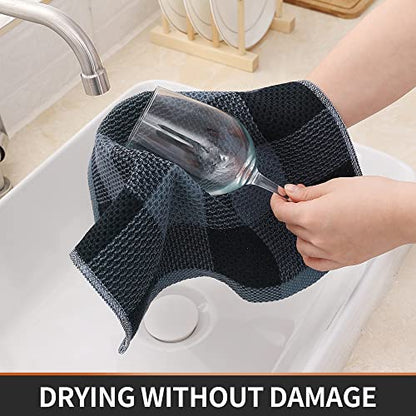 Homaxy 100% Cotton Check 6 Pack Dish Cloths, 12" x 12", Black & Grey | Waffle Weave, Plaid, Super Soft and Absorbent Dish Rags, Quick Drying, Multi-Purpose - color: Black & Grey, size: 12 x 12 - 6 Pack