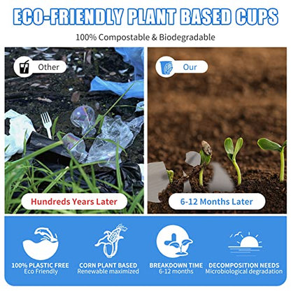 Compostable Disposable 3oz Bathroom Cups 100P Mouthwash Eco Friendly Plastic Paper Cups Biodegradable Bath Rinse Medicine Urine, Replace Mini Small Bathroom Cup 3 oz Paper Plastic Cup - size: ECO(100 pack)