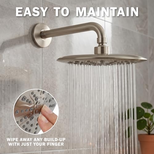 Luxury Rain Shower Head - 2.5 GPM - Brushed Nickel | 9 Inch Large, High Flow, Overhead Rainfall Showerhead With Self-Clean Nozzles, Easy Install, Adjustable Brass Ball Joint - color: Brushed Nickel, size: 2.5 GPM