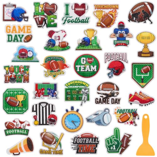 Fullhawl 30 Pcs Football Non Slip Shower Stickers, Sports Bathtub Safety | Football Designs, Sports Theme Decor, Non Slip Texture Adds Safety and Fun to Kids Bathroom Spaces - style: Football