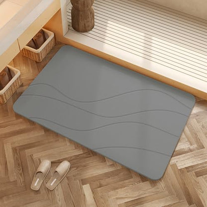 Matmend Bath Mat, Stone Bath Mat Diatomaceous Earth Quick Drying Non-Slip Shower Mats, Water Absorbing Rug Outside Shower, Diatomaceous Earth Stone Material (Grey) - color: Grey