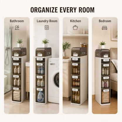 Slim Bathroom Storage Cabinet with Drawers – Narrow Waterproof Rolling Floor Organizer with Wheels, Space-Saving Gap Storage, No Assembly (3-Tier, 23.4" H) - size: 3-Tier, 23.4"H