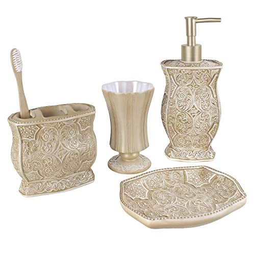 Creative Scents Victoria Liquid Hand Soap Dispenser for Bathroom with Pump | Decorative Beige Countertop Lotion Dispenser - style: Soap Dispenser