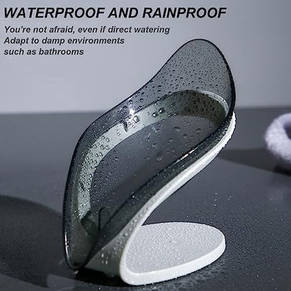 H&W 2Pcs Self Draining Soap Holder,Suction Cup Soap Dish,Shower Soap Bar Holder,Leaf Shape Soap Holder,Soap Dish Dispenser for Shower, Bathroom, Kitchen Sink (Grey + Blue)