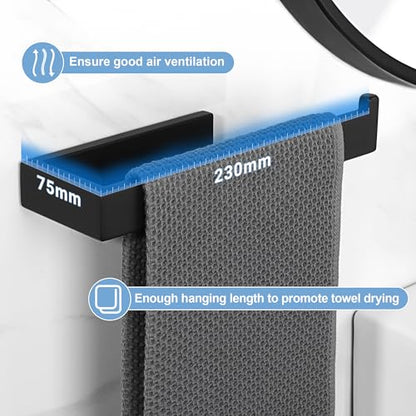 Sayayo Matte Black Hand Towel Holder, Towel Bar for Bathroom Wall 10 Inch | SUS304 Stainless Steel Towel Ring, Kitchen Towel Rack Modern Square - color: Matte Black