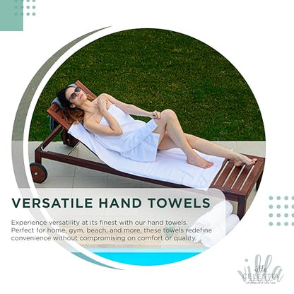 Villa Celestia Cotton Hand Towels Set of 4, 16 x 28, Oeko-TEX Certified, Quick Dry, Teal - color: Teal, size: Hand Towel - Pack of 4