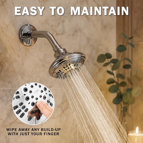 6 Function Luxury Shower Head - 1.8 GPM - Polished Chrome | High Pressure Boosting, Adjustable, Wall Mount, Bathroom Showerhead With Anti-Clog Nozzles, Best For Low Flow Showers - color: Polished Chrome, size: 1.8 GPM
