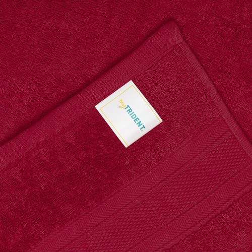TRIDENT Bath Towel, 2 Piece Bathroom Towel, 100% Cotton, Highly Absorbent, Super Soft, Soft and Plush - Crimson Red - color: Crimson Red