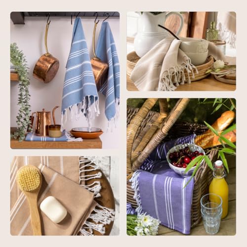 WETCAT Turkish Hand Towels with Hanging Loop, Set of 2 (20" x 30") 100% Turkish Cotton, Pre-Washed, Quick Drying, for Kitchen or Bathroom - Dark Purple - color: Dark Purple