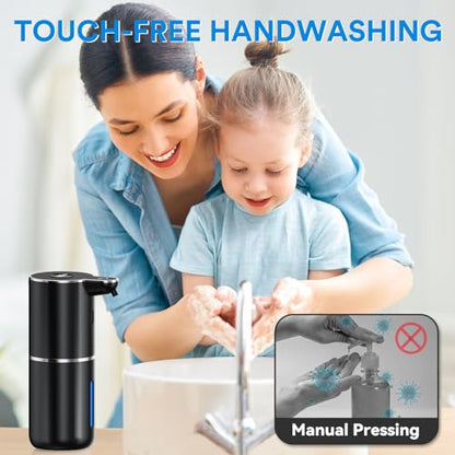Automatic Foaming Soap Dispenser Touchless, Rechargeable Electric Hand ＆ Dish Soap Dispenser for Bathroom and Kitchen - Smart Digital Display, 6 Adjustable Level, 380ml, Wall Mounted, IPX5 - color: Black, style: Foam