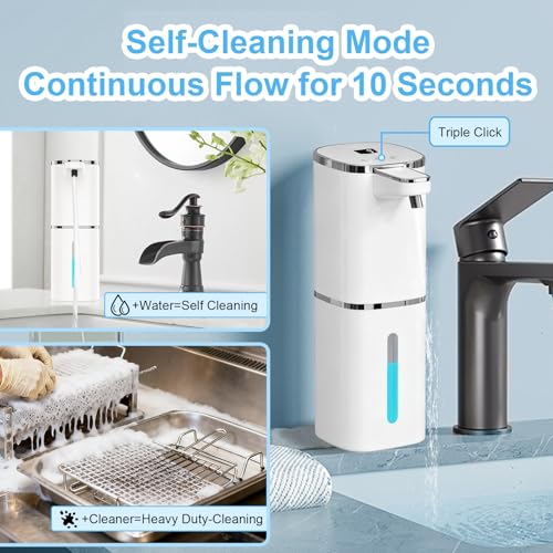 OHIFAST Automatic Foaming Soap Dispenser Touchless, USB Rechargeable Smart Hand Soap Dispenser, 9-Level Adjustable, Physical Button Operation, 13.5oz/400mL Wall Mounted for Bathroom Kitchen Dish Soap - style: LV9-Foam