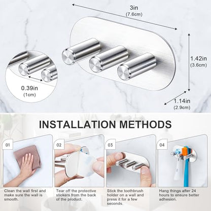 Electric Toothbrush Head Holder, Toothbrush Holders Wall Mounted, Adhesive Tooth Brush Head Holder Organiser, Electric Toothbrushs Holder, Shower Tooth Brushing Holder (Silver, Small) - color: Silver, size: Small