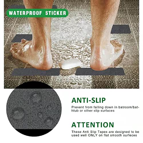 Non Slip Bathtub Strips 18 PCS Larger Adhesive Anti Slip Shower Stickers for Bath Tub, Bathroom, Stairs with Premium Scraper - color: Grey