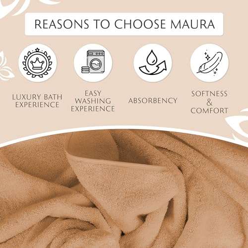 Maura Exquisite 4-Piece Turkish Bath Towel Set: Ultra-Soft, Thick, and Plush Towels for a Premium Hotel Experience in Timeless Classic Brown Elegance, Extra Large 30"x56" - color: Classic Brown, size: Bath Towel (4-Pack)