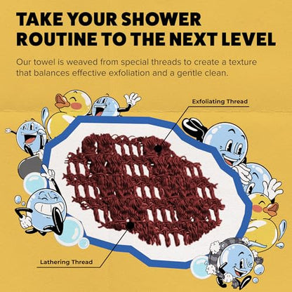 GOSHI Exfoliating Shower Towel - Long Body Scrubber, Red | For back acne, KP & smooth skin, durable quick dry nylon washcloth, ethically crafted in Gunma, Japan - color: Red