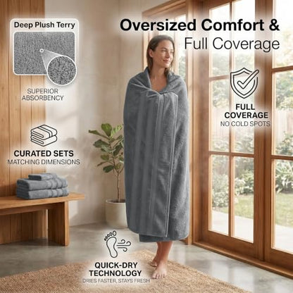 RIVERSIDE Pack of 2 Extra Large Bath Sheets 35 x 70 Inches, 100% Ring Spun Cotton, Hotel Quality, Oversized Bath Towels, Super Soft, Highly Absorbent & Quicker to Dry, Grey - color: Gray, size: Bath Sheets (PK 2)