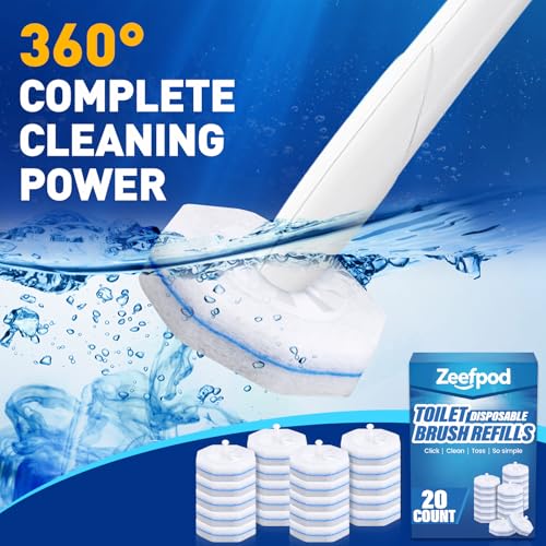 20 Pack Toilet Brush Refills, Disposable Toilet Cleaning Pads | Textured Toilet Scrubber Replacement Heads for Bathroom Cleaning, Designed for Everyday Household Use - size: 1 Count (Pack of 20)
