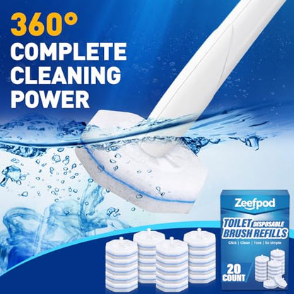 20 Pack Toilet Brush Refills, Disposable Toilet Cleaning Pads | Textured Toilet Scrubber Replacement Heads for Bathroom Cleaning, Designed for Everyday Household Use - size: 1 Count (Pack of 20)