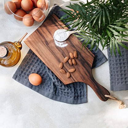 Waffle Washcloths Set, 100% Turkish Cotton (Charcoal) - color: Charcoal, size: Washcloths Set (4 Pieces)
