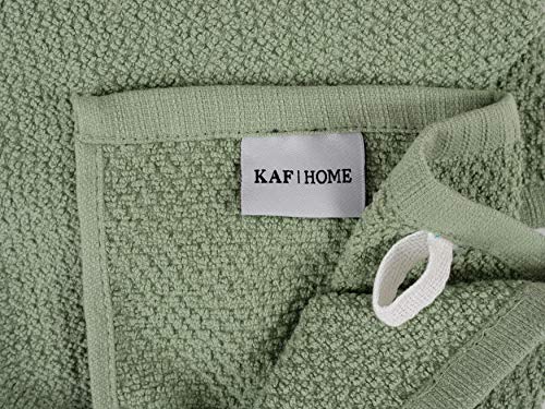 KAF Home Deluxe Popcorn Terry Kitchen Towels, Cotton Kitchen Dish Towels, Set of 4, French Green - color: French Green