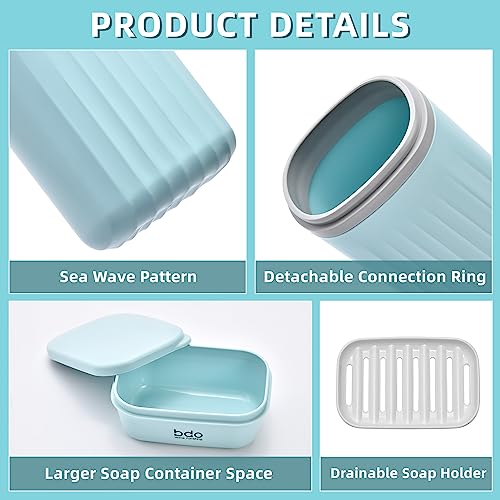 Bar Travel Soap Case Container, Portable Travel Toothbrush Case Holder | Dish Soap, drainage, leakproof, 7.88 in, Traveling Toothpaste Tooth Brush Holder, Cover, Trip, Camping - color: Blue