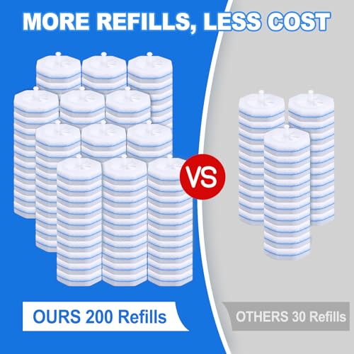 200 Pack Toilet Brush Refills, Disposable Toilet Cleaning Pads | Textured Toilet Scrubber Replacement Heads for Bathroom Cleaning, Designed for Everyday Household Use - size: 1 Count (Pack of 200)