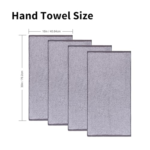 Everplush 4-Piece Premium Hand Towel Sets: Super-Soft, Highly Absorbent & Quick Drying Bathroom Towels – Versatile for Hotel, Bathroom, Shower, Spa, 16x30 Inches(Grey, 16" x 30") - color: Grey
